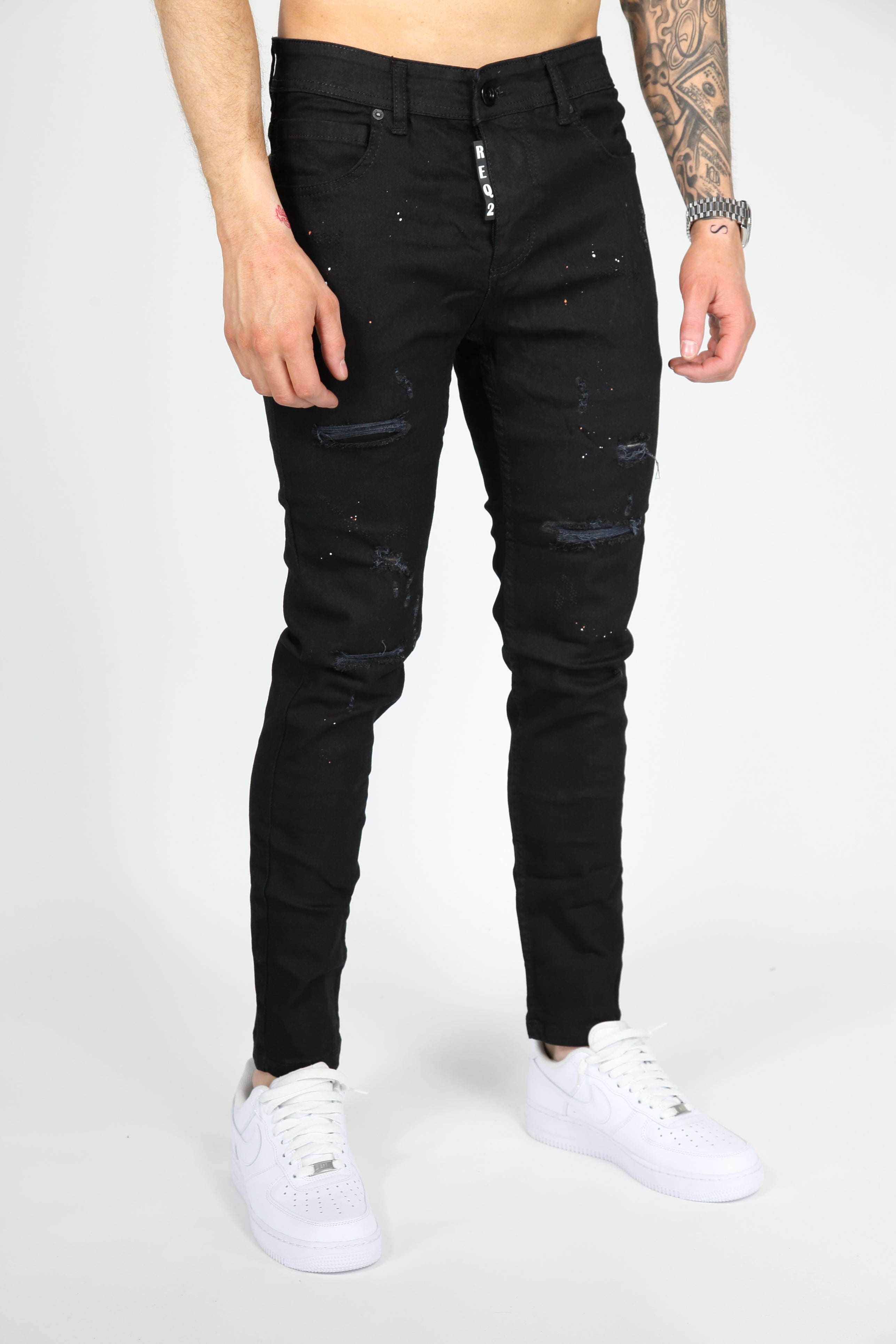 The Street Damage Skinny Jeans Zwart