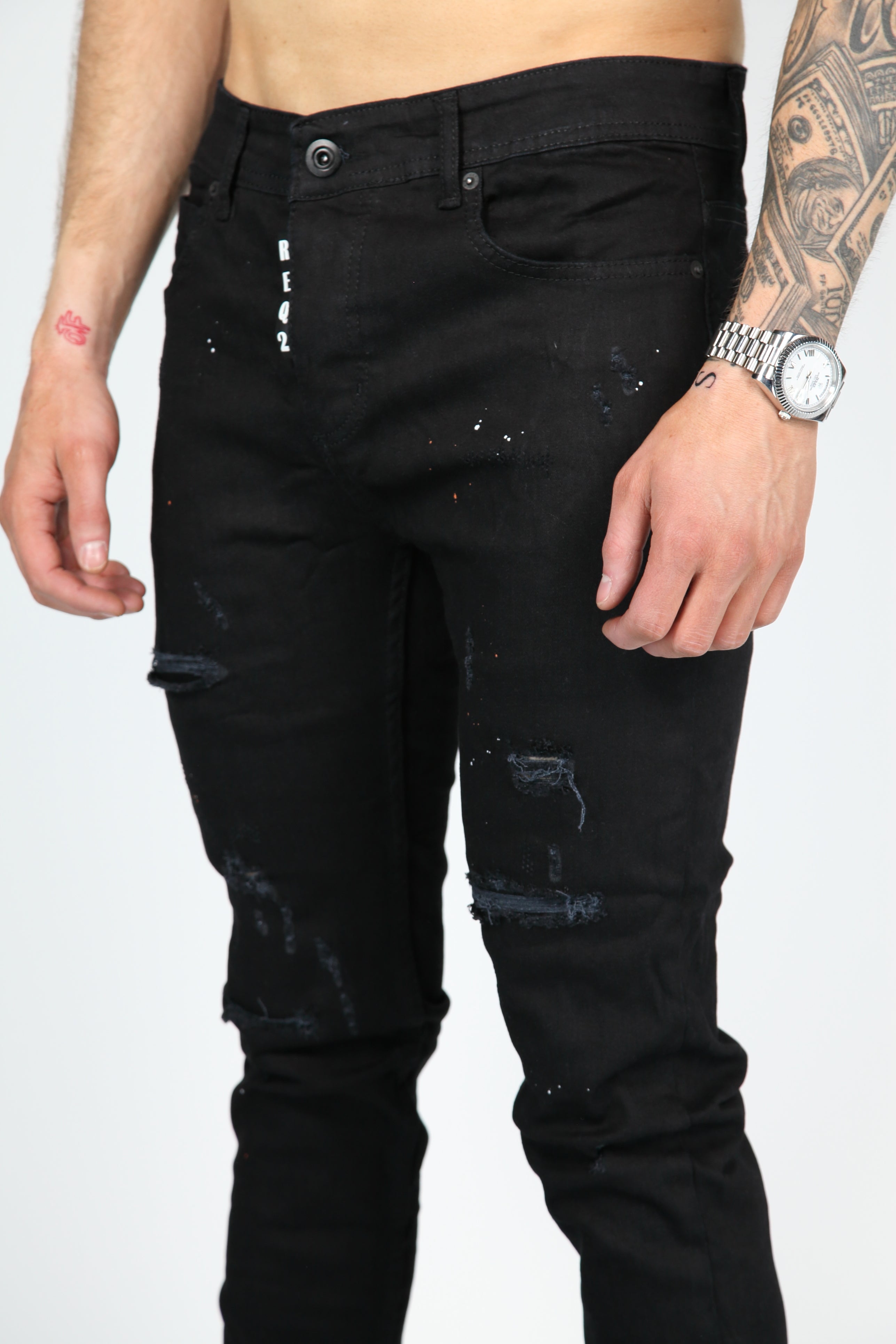 The Street Damage Skinny Jeans Zwart