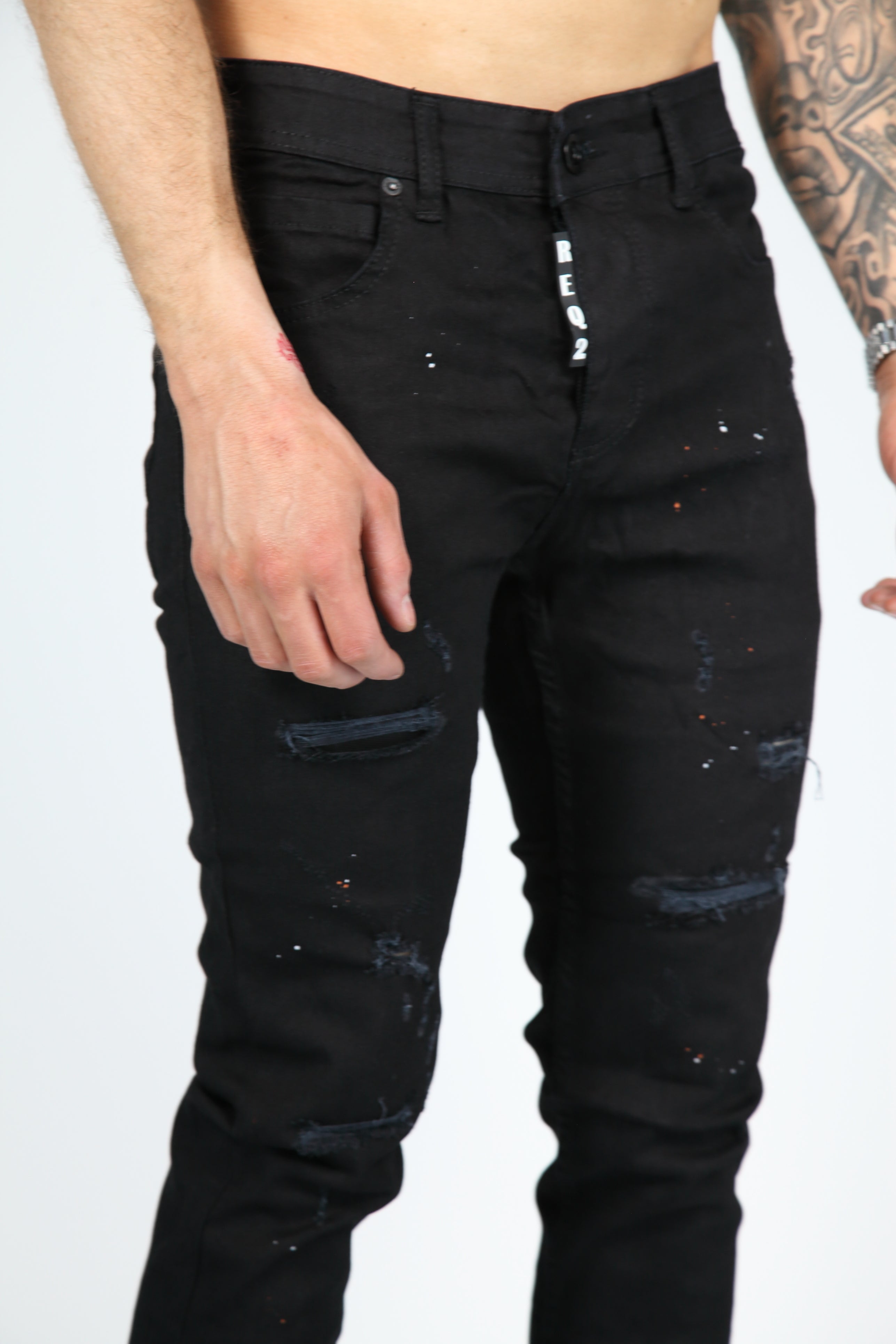 The Street Damage Skinny Jeans Zwart