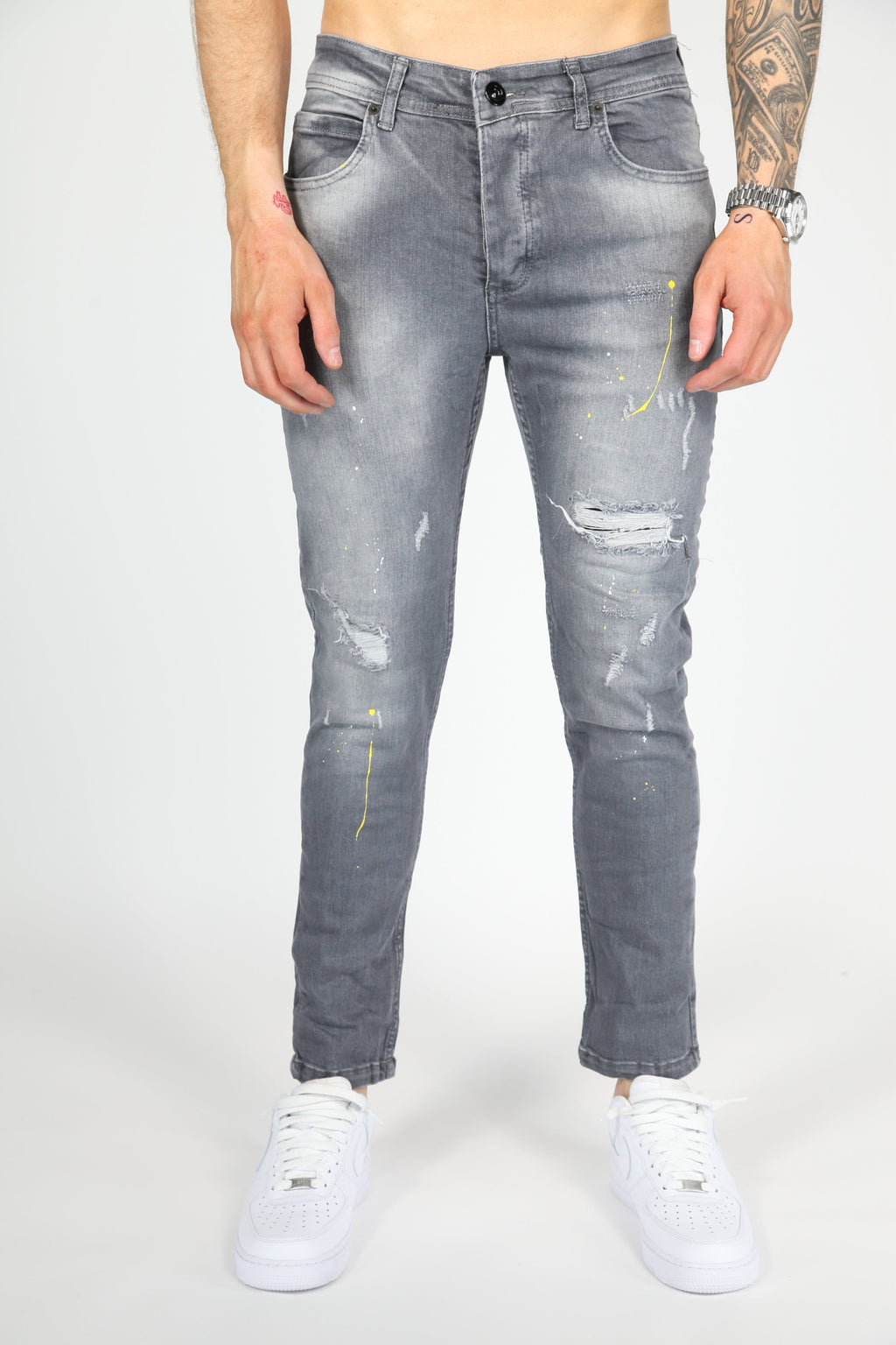 The Street Damage Skinny Jeans Grijs
