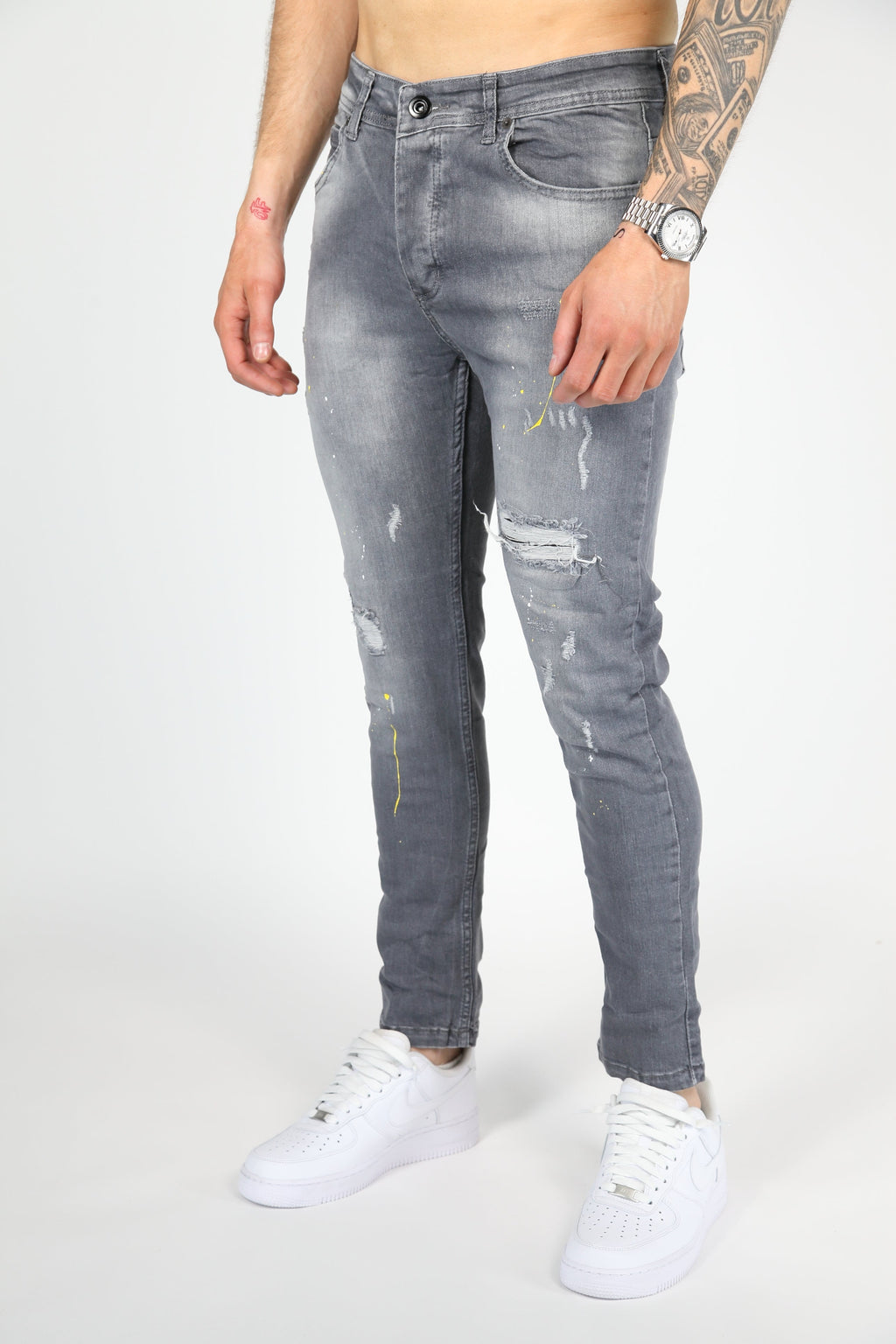 The Street Damage Skinny Jeans Grijs