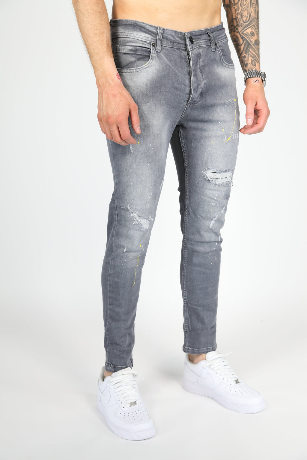 The Street Damage Skinny Jeans Grijs