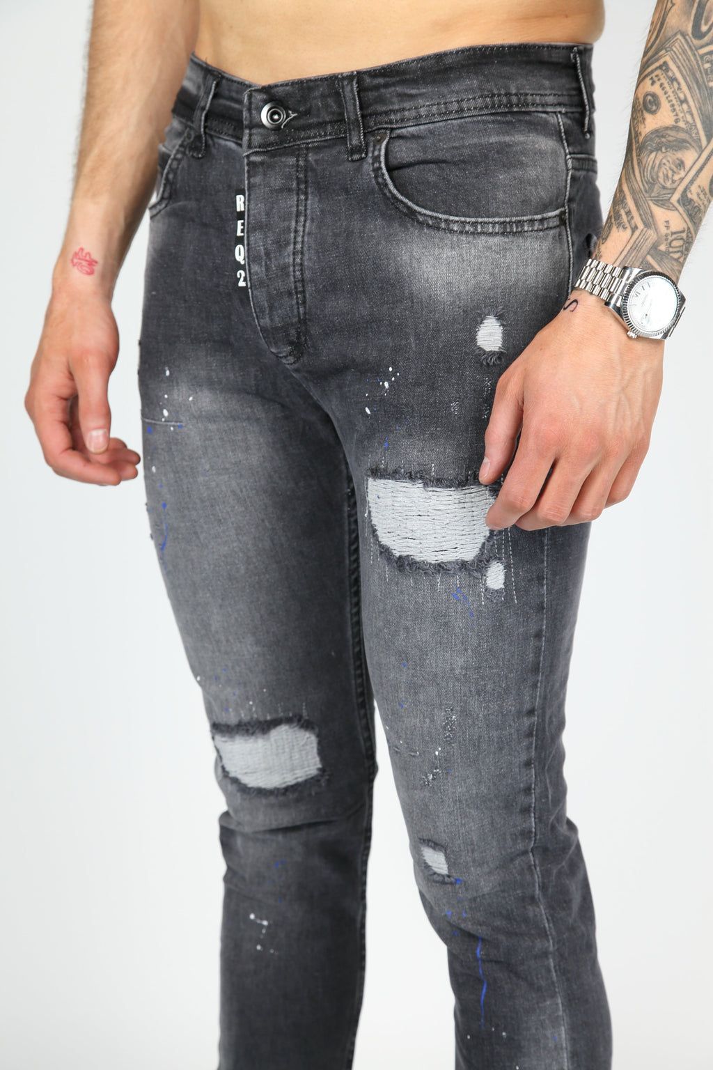 The Street Damage Skinny Jeans Antraciet