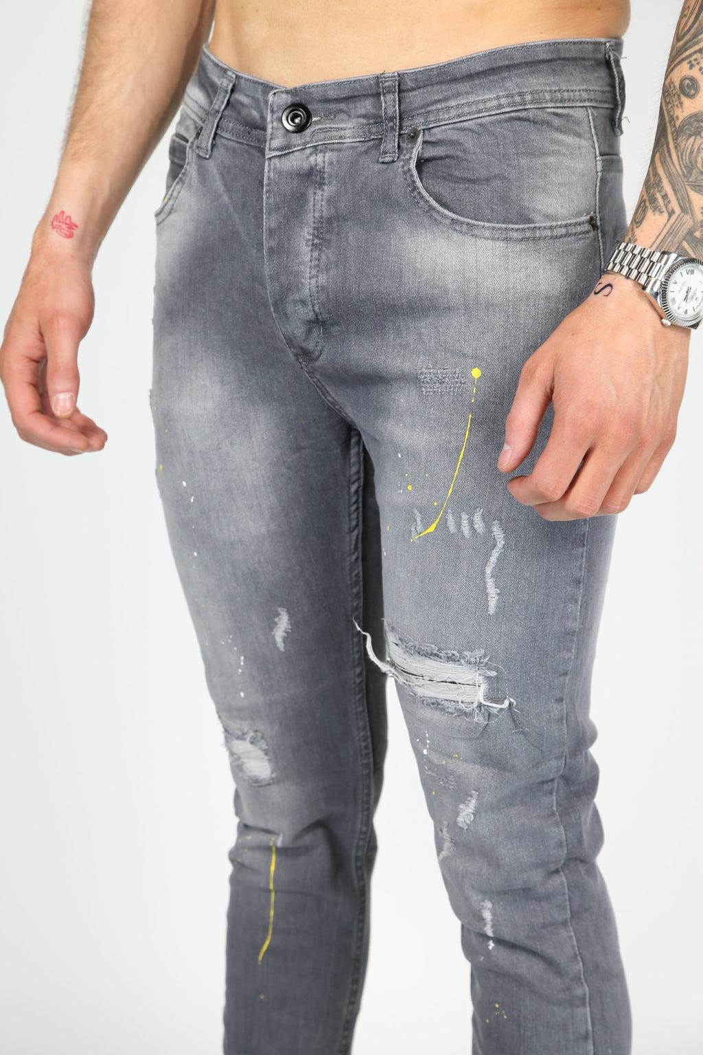 The Street Damage Skinny Jeans Grijs
