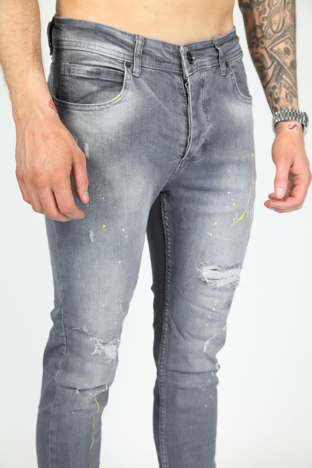 The Street Damage Skinny Jeans Grijs