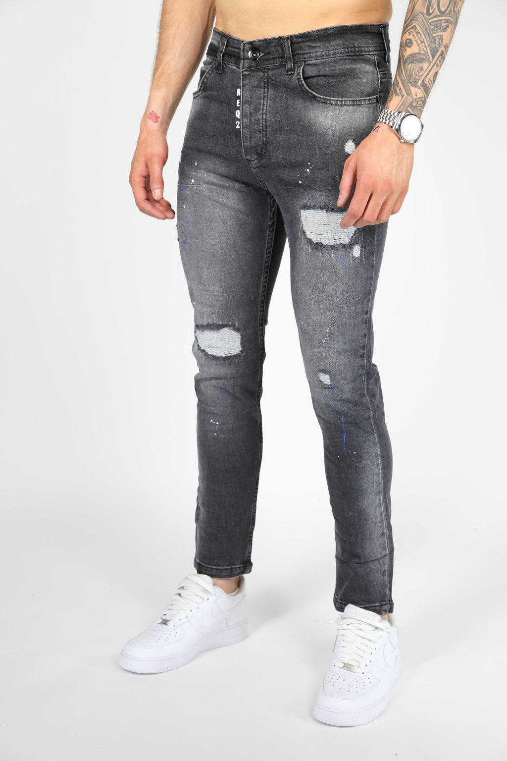 The Street Damage Skinny Jeans Antraciet