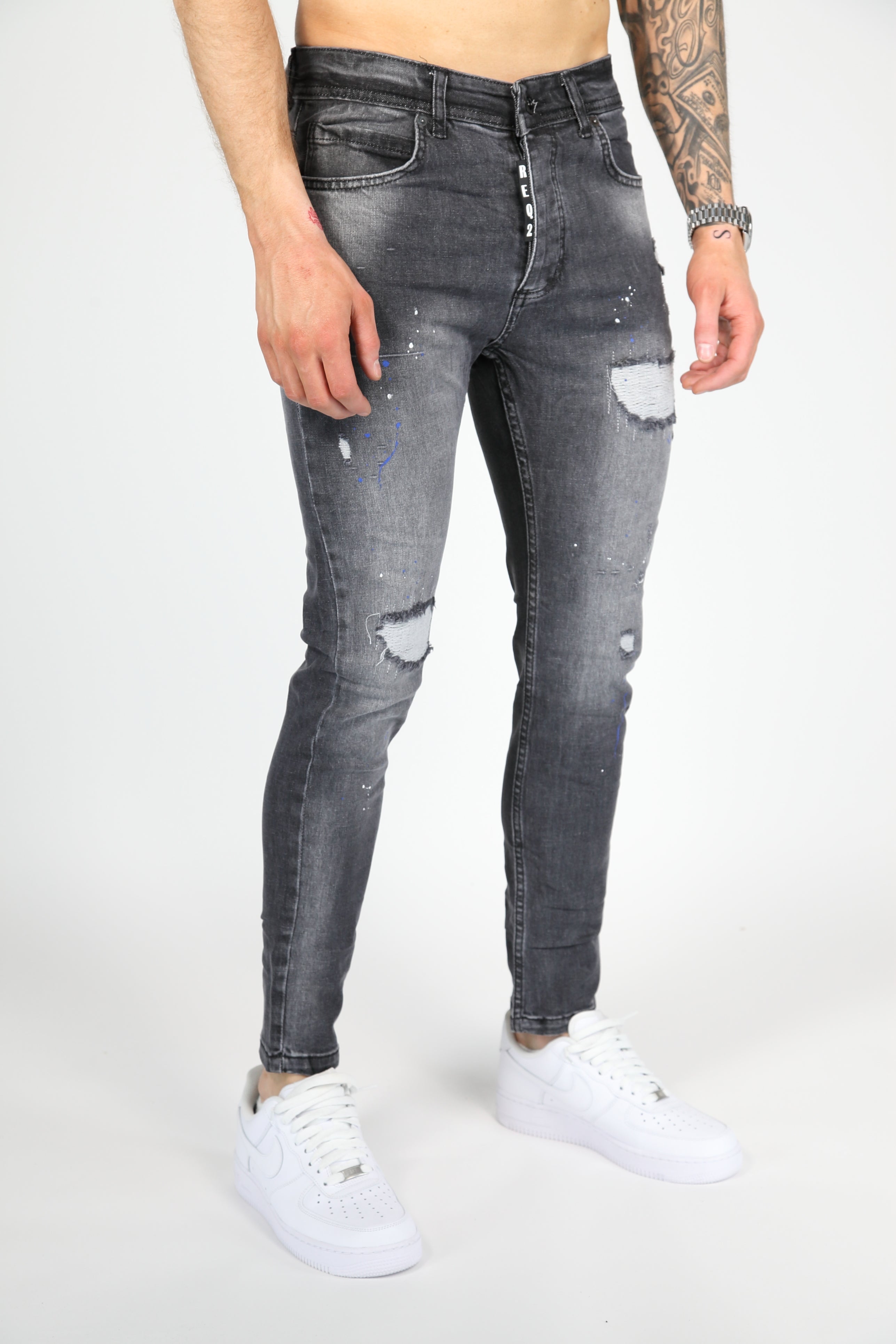 The Street Damage Skinny Jeans Antraciet