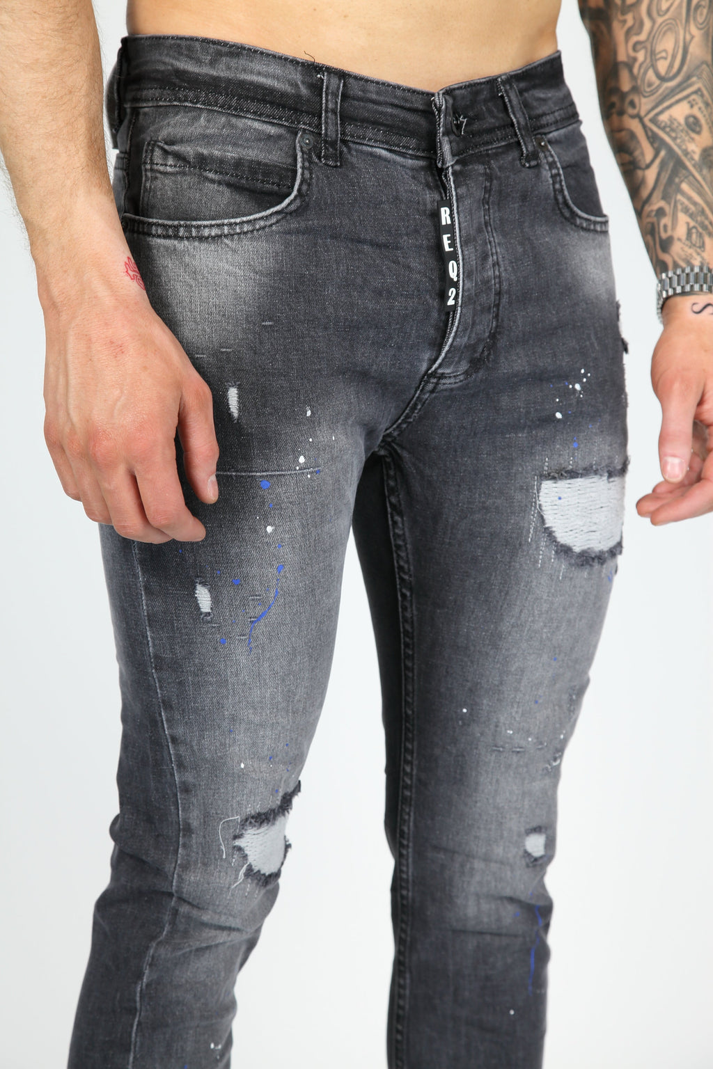 The Street Damage Skinny Jeans Antraciet