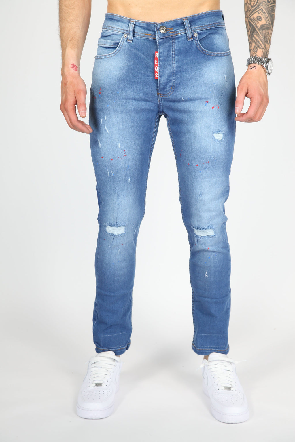 The Street Damage Skinny Jeans Blauw