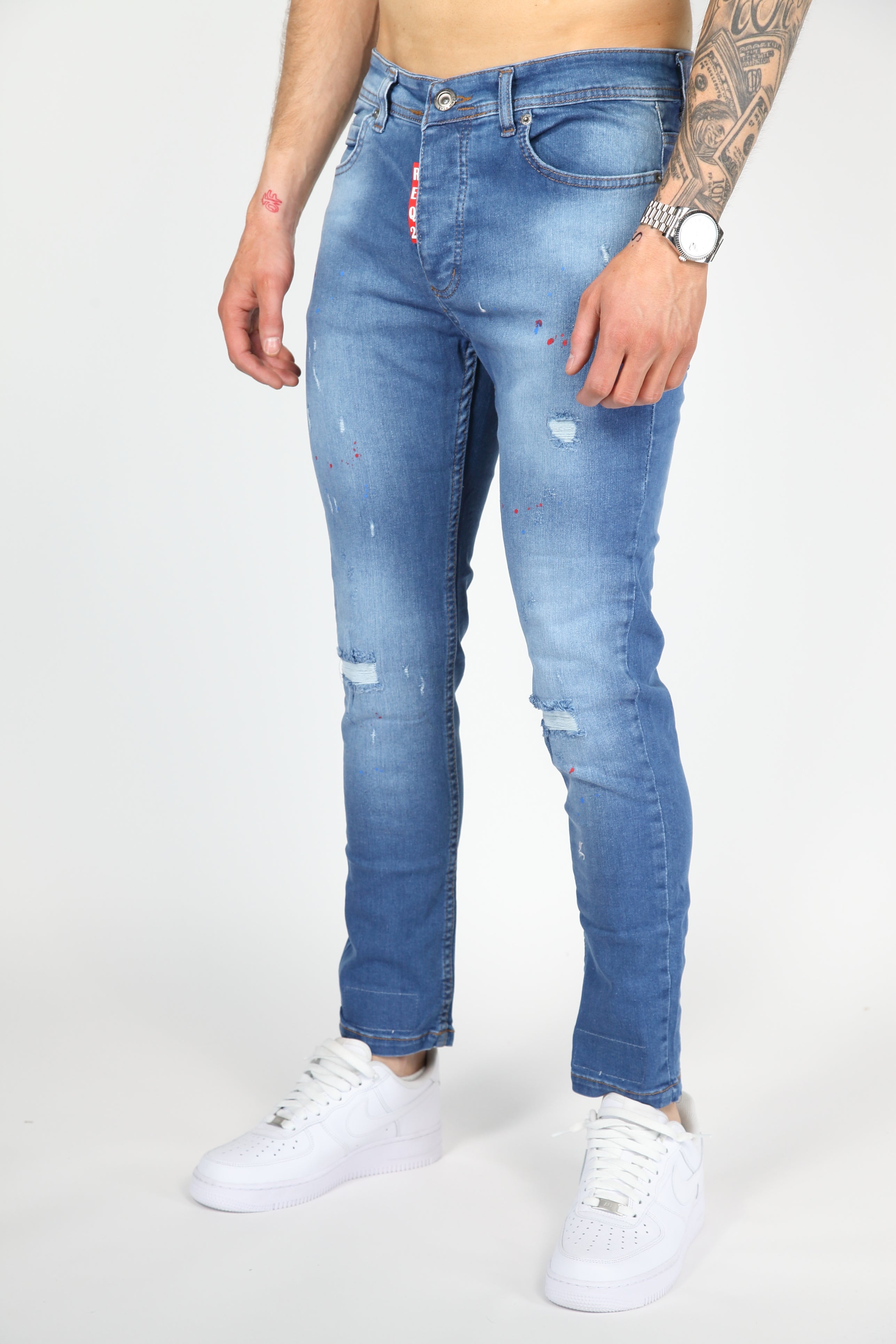 The Street Damage Skinny Jeans Blauw