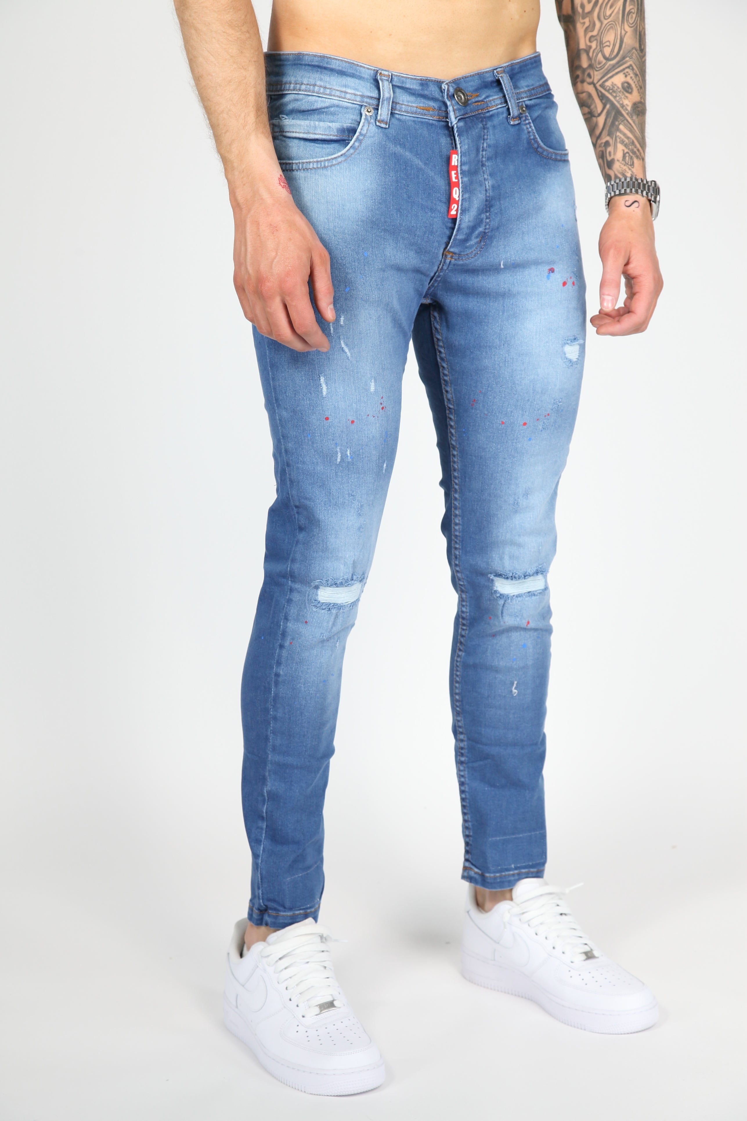 The Street Damage Skinny Jeans Blauw