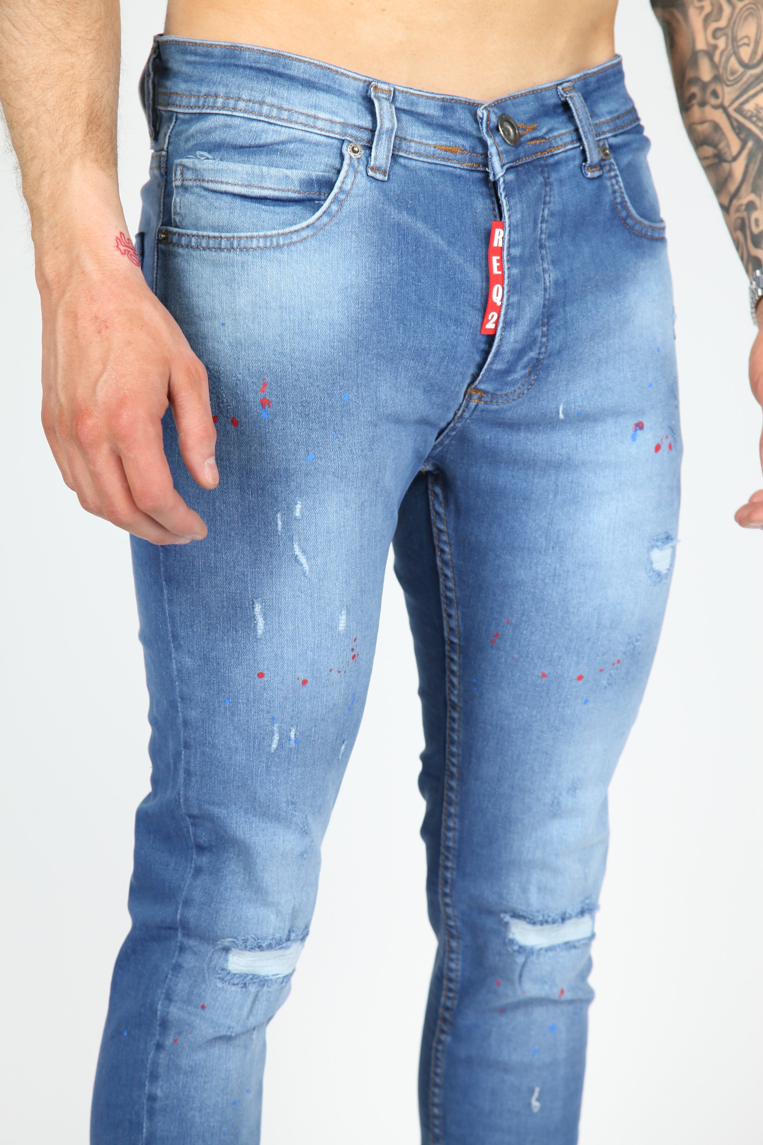 The Street Damage Skinny Jeans Blauw