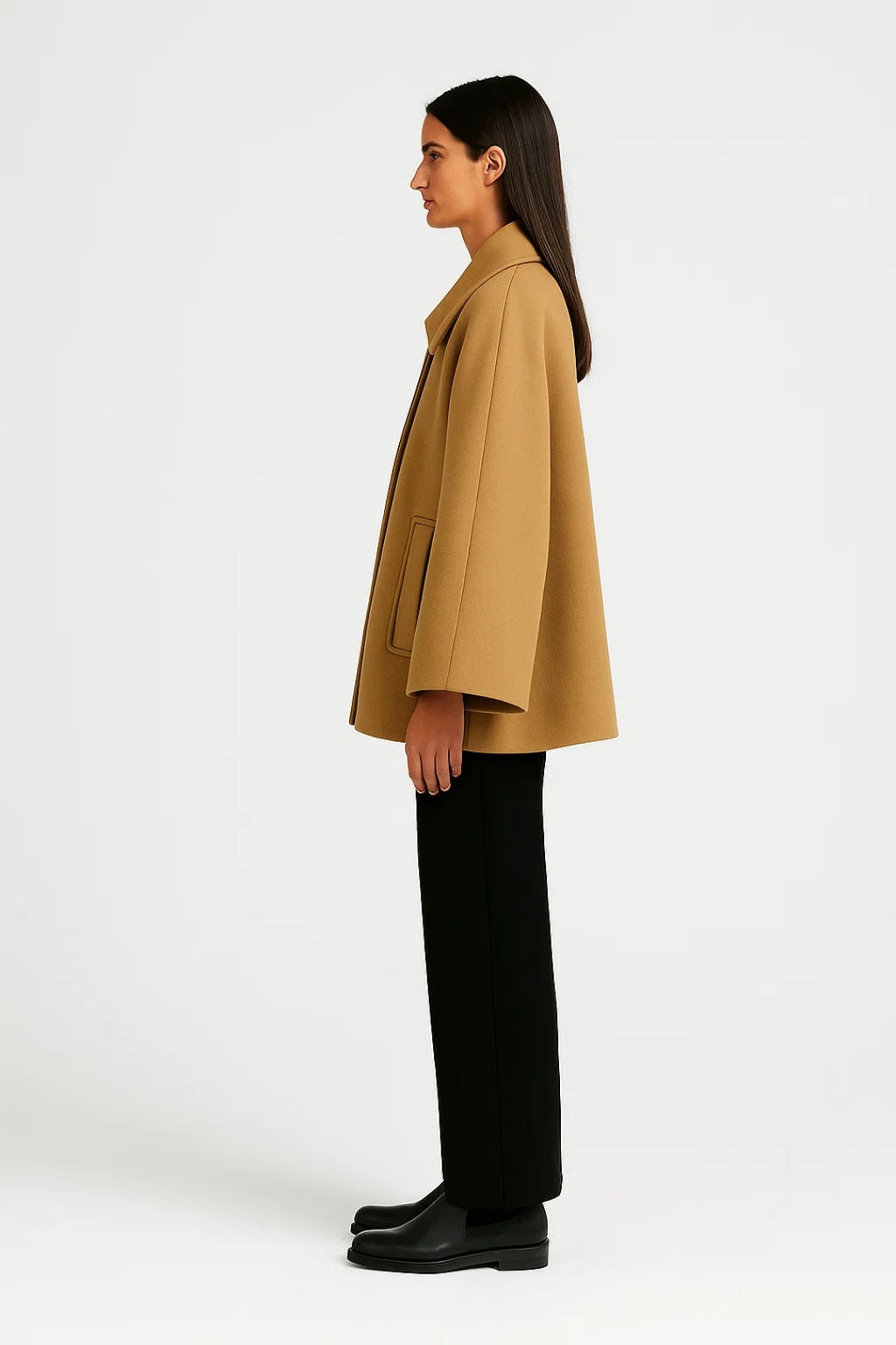 Damesjas met Grote Kraag en Knoopsluiting