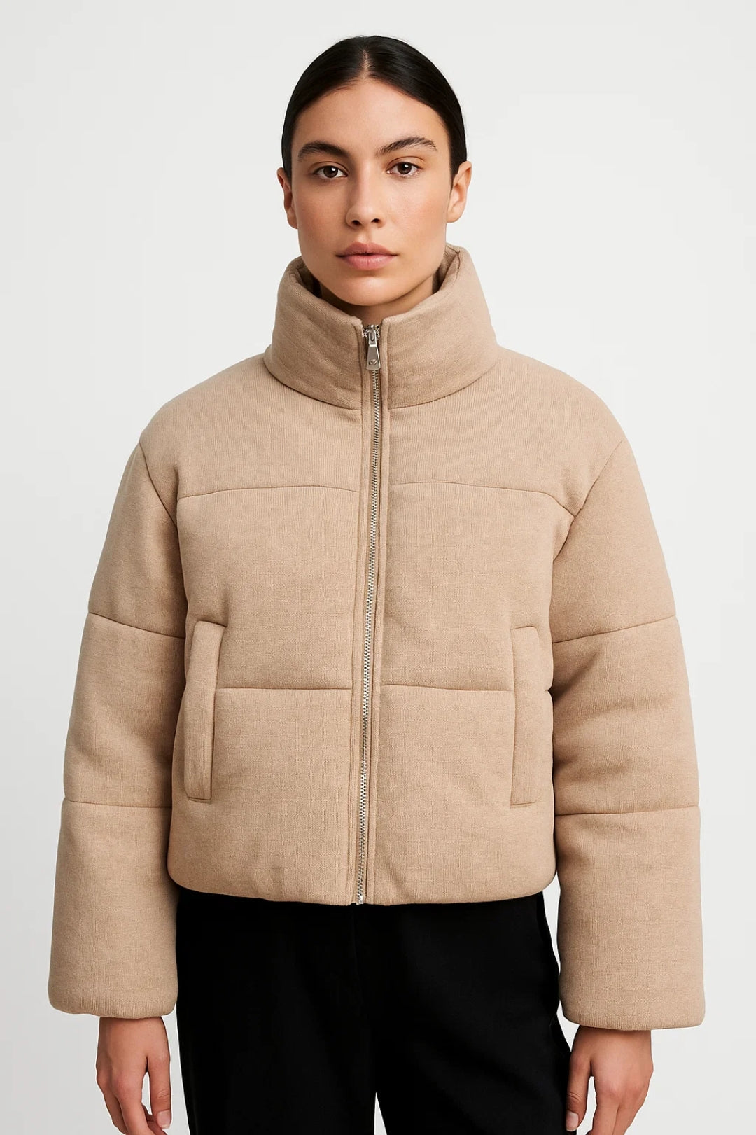 Korte Damesjas | Rechte Snit met Hoge Kraag