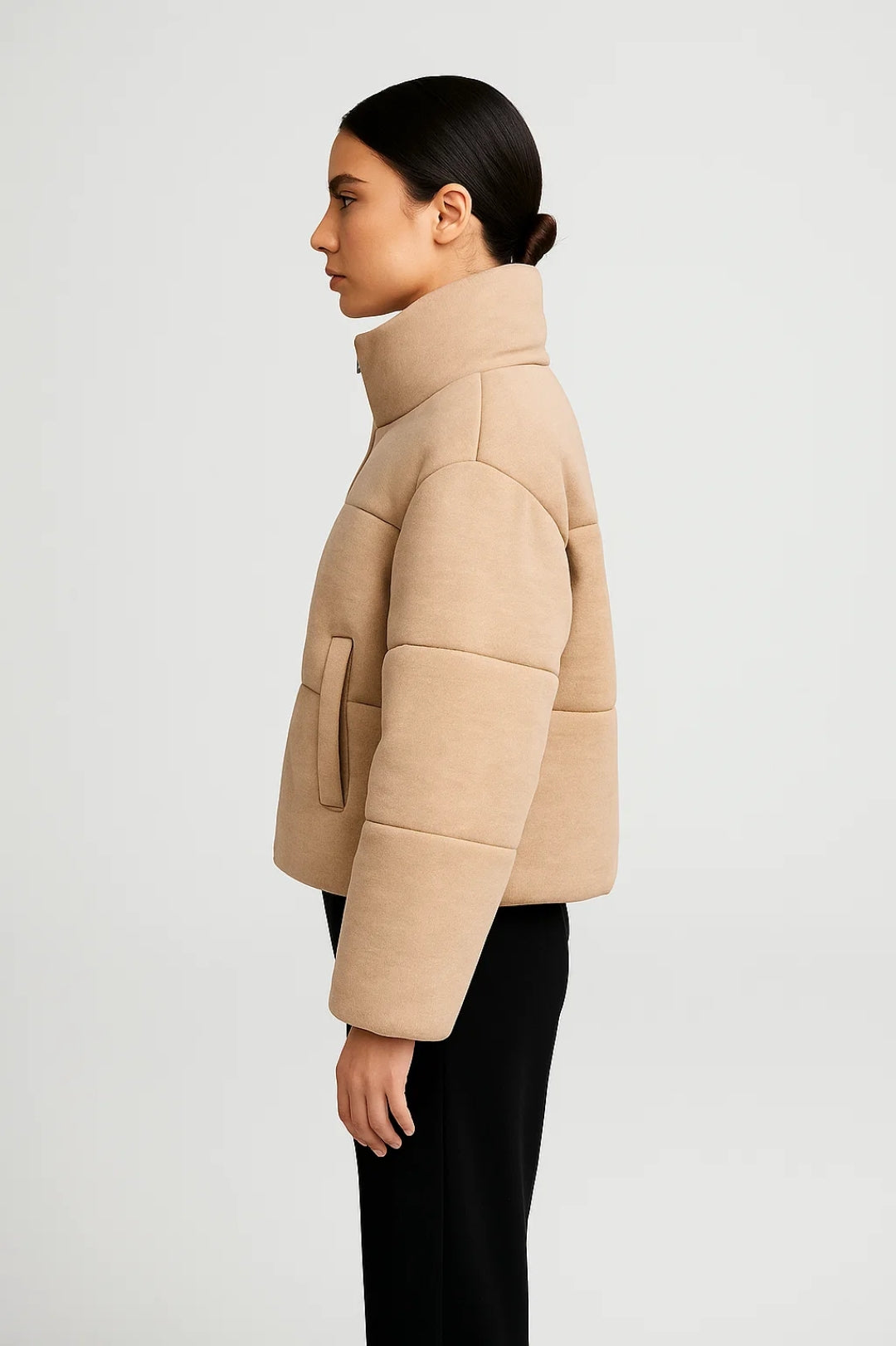 Korte Damesjas | Rechte Snit met Hoge Kraag