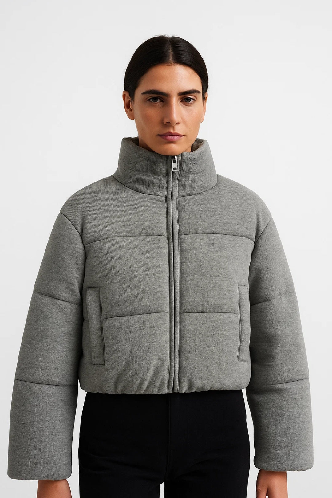 Korte Damesjas | Rechte Snit met Hoge Kraag