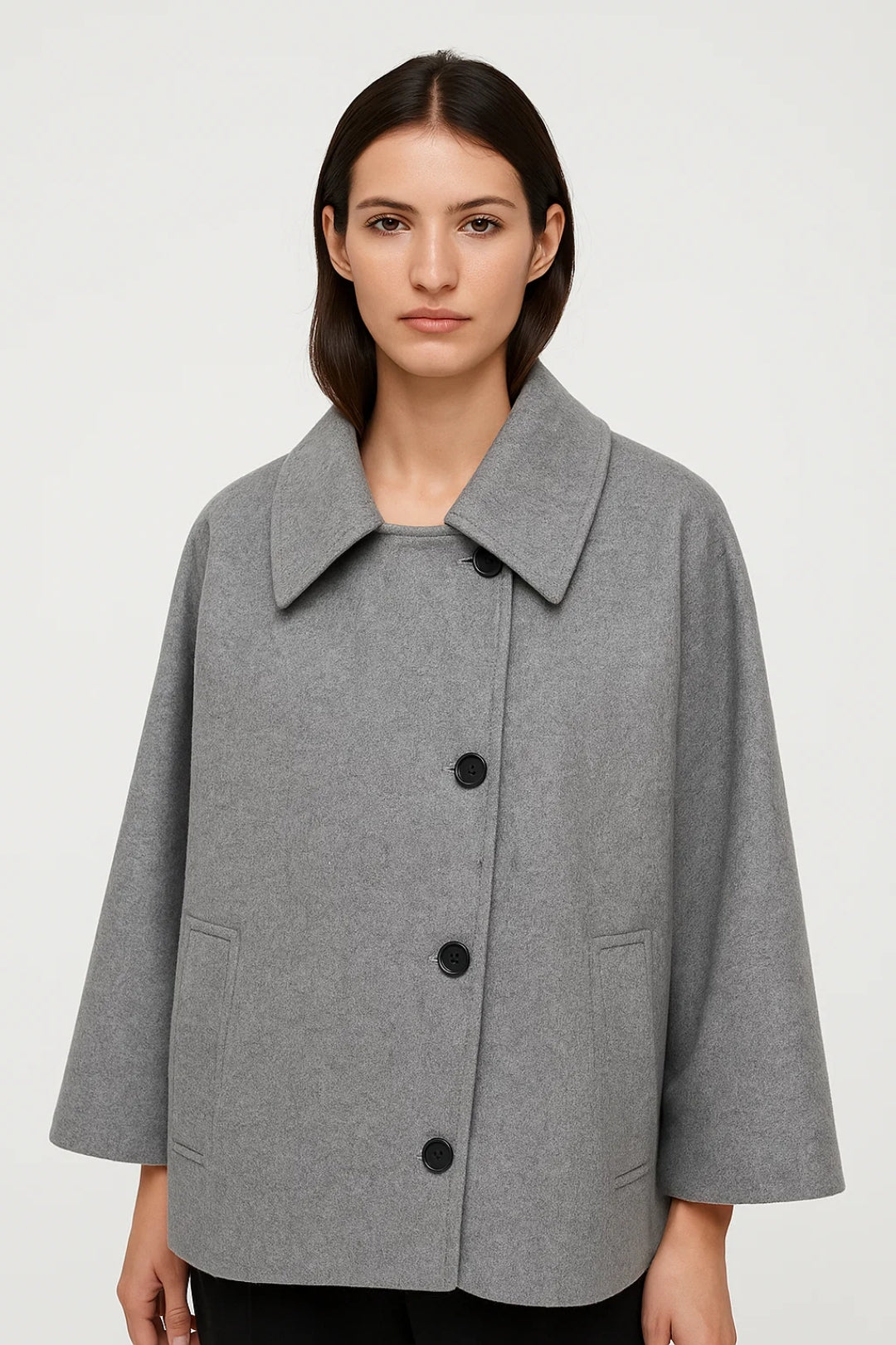 Damesjas met Grote Kraag en Knoopsluiting