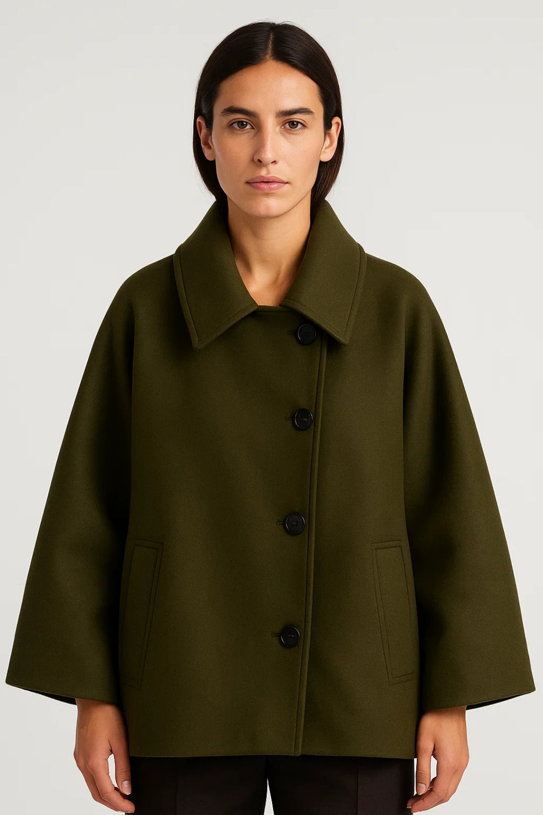 Damesjas met Grote Kraag en Knoopsluiting