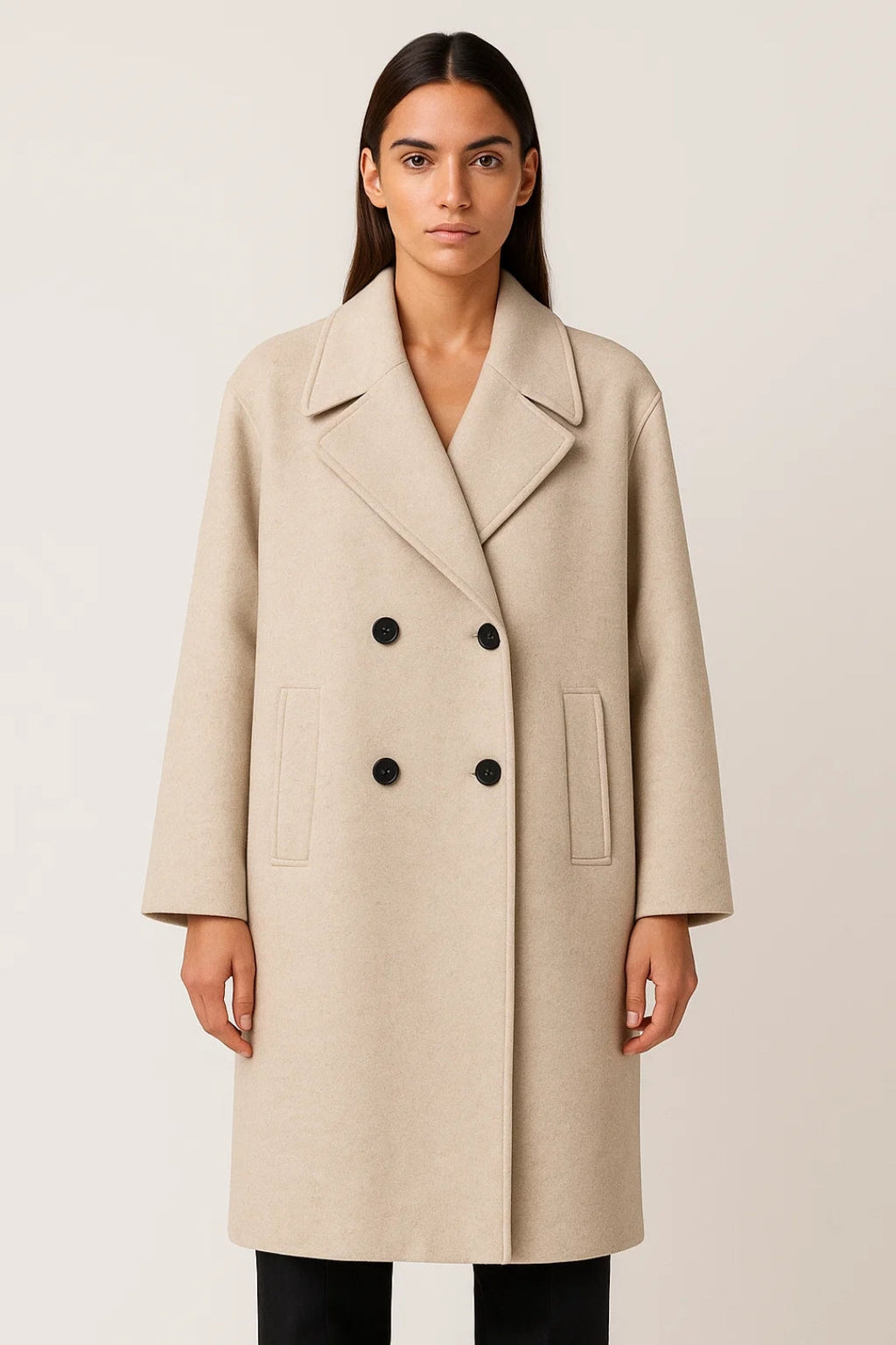 Damesjas met Dubbele Knoopsluiting en Brede Revers