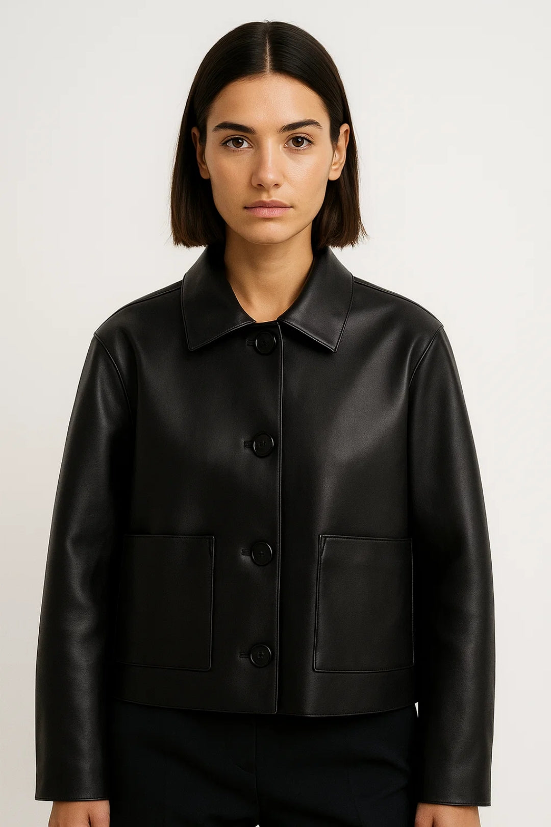 Damesjack met Opgestikte Zakken en Knoopsluiting