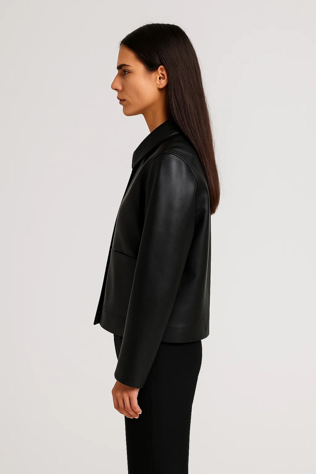 Damesjack met Opgestikte Zakken en Knoopsluiting