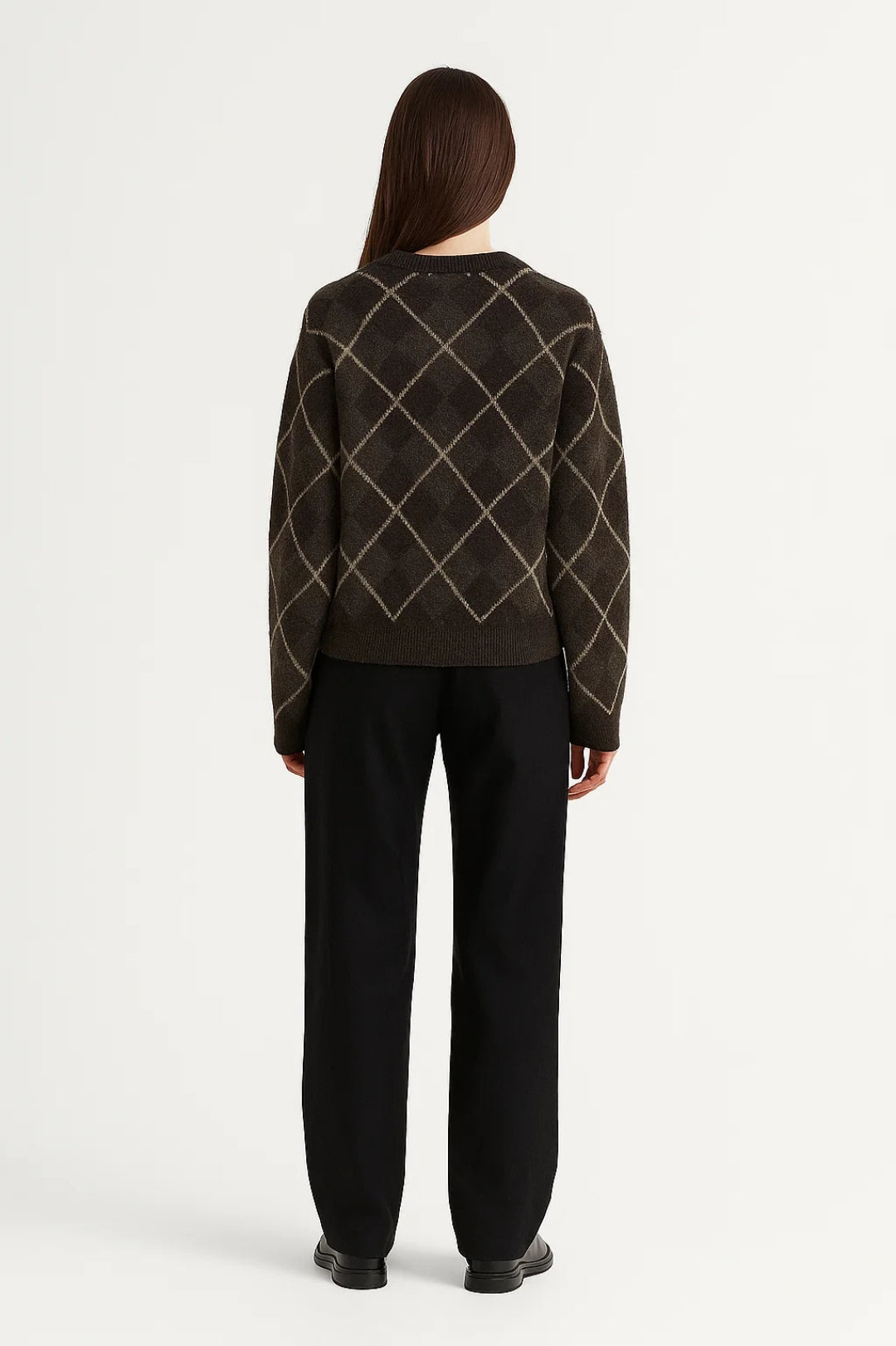 Trui Dames | Klassiek Ruitpatroon en Ronde Hals