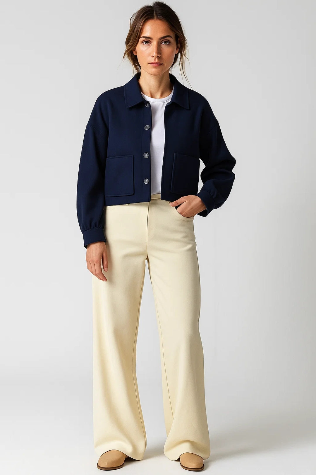 Damesjack met Opgestikte Zakken