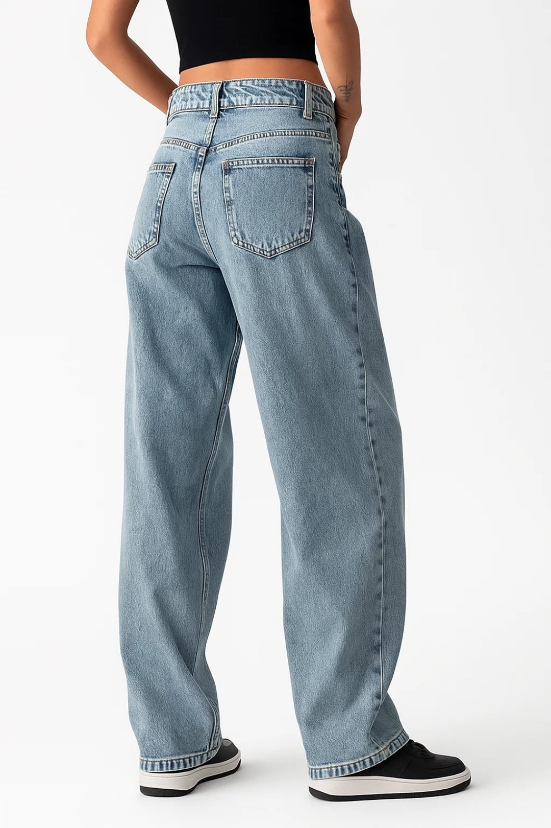 Jeans met wijde pijpen en lage taille