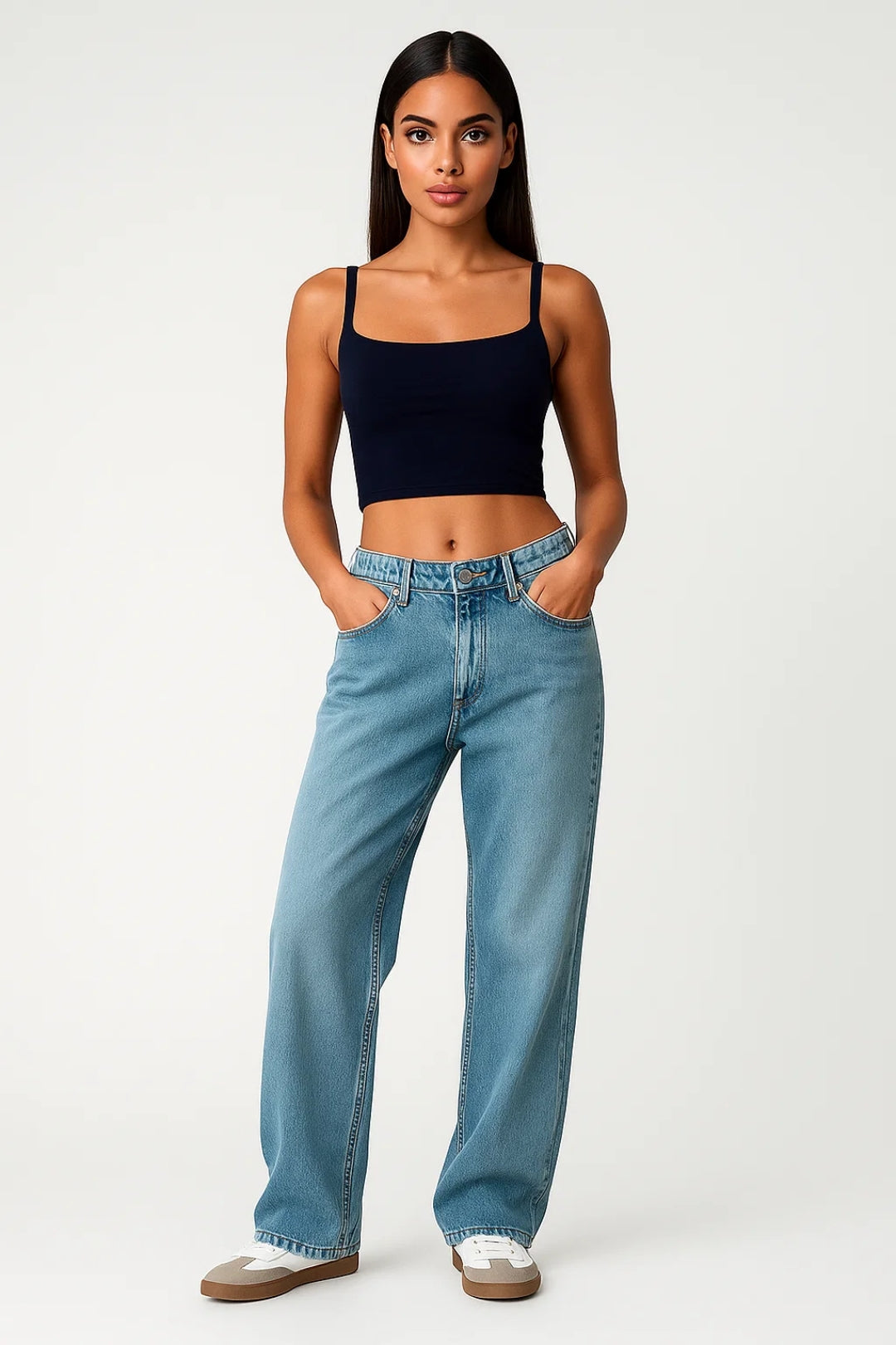 Jeans met wijde pijpen en lage taille