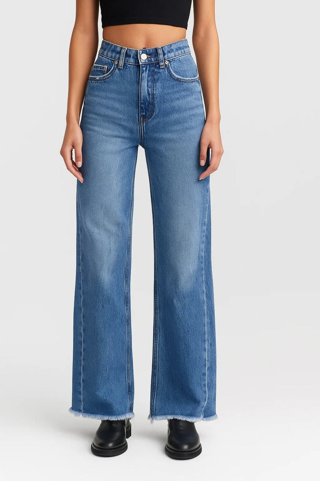 Flared jeans met rafelige zoom