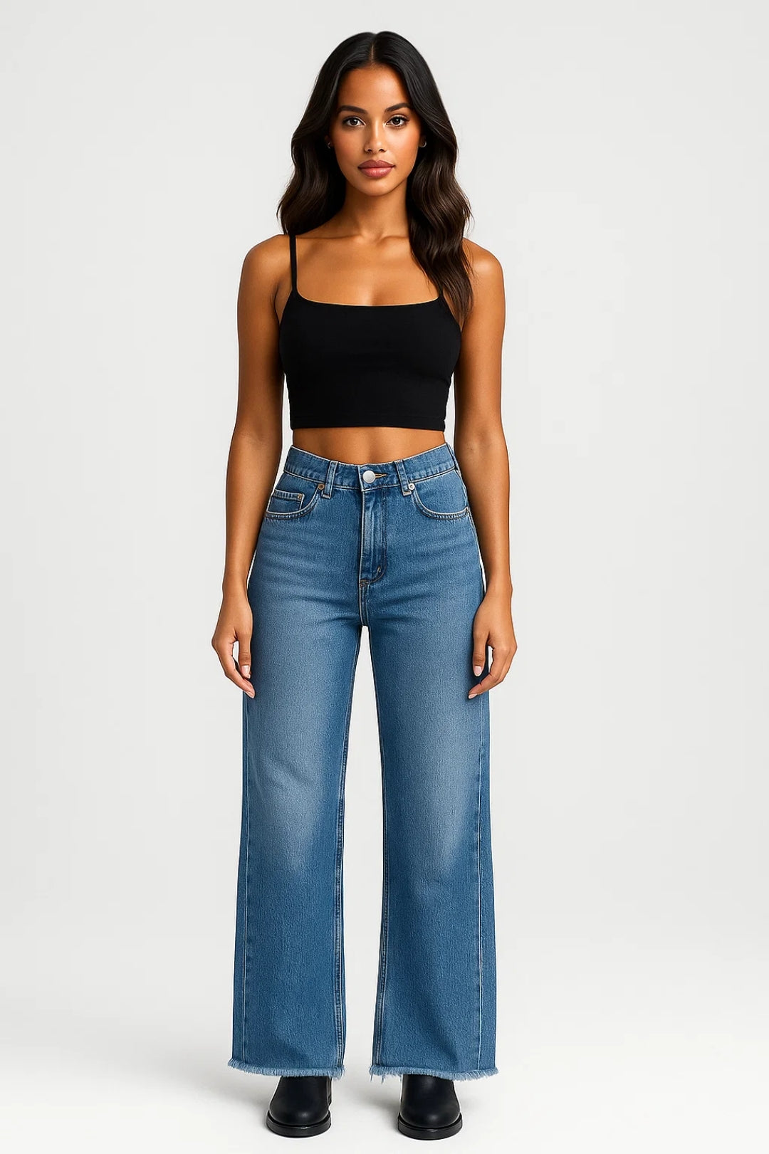 Flared jeans met rafelige zoom