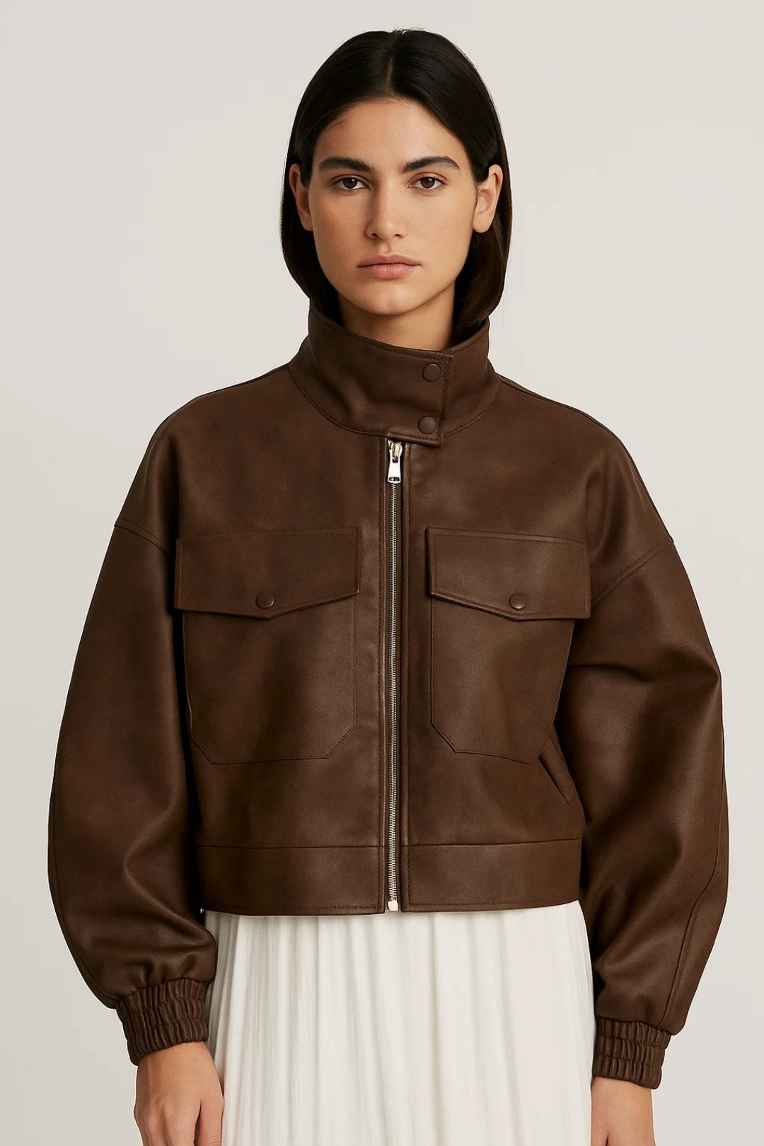 Damesjack met Opstaande Kraag en Klepzakken