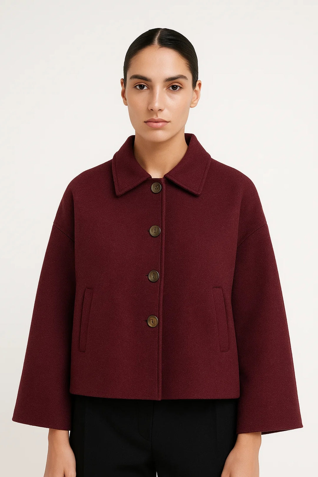 Damesjas met Knoopsluiting en Klassieke Kraag