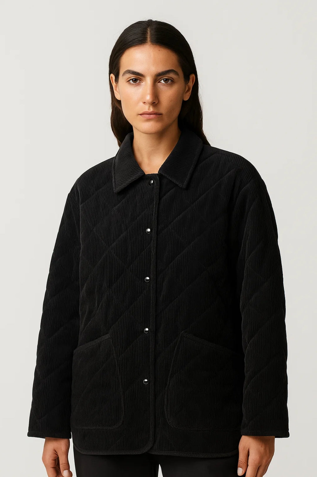 Damesjack van Ribstof met Drukknoopsluiting