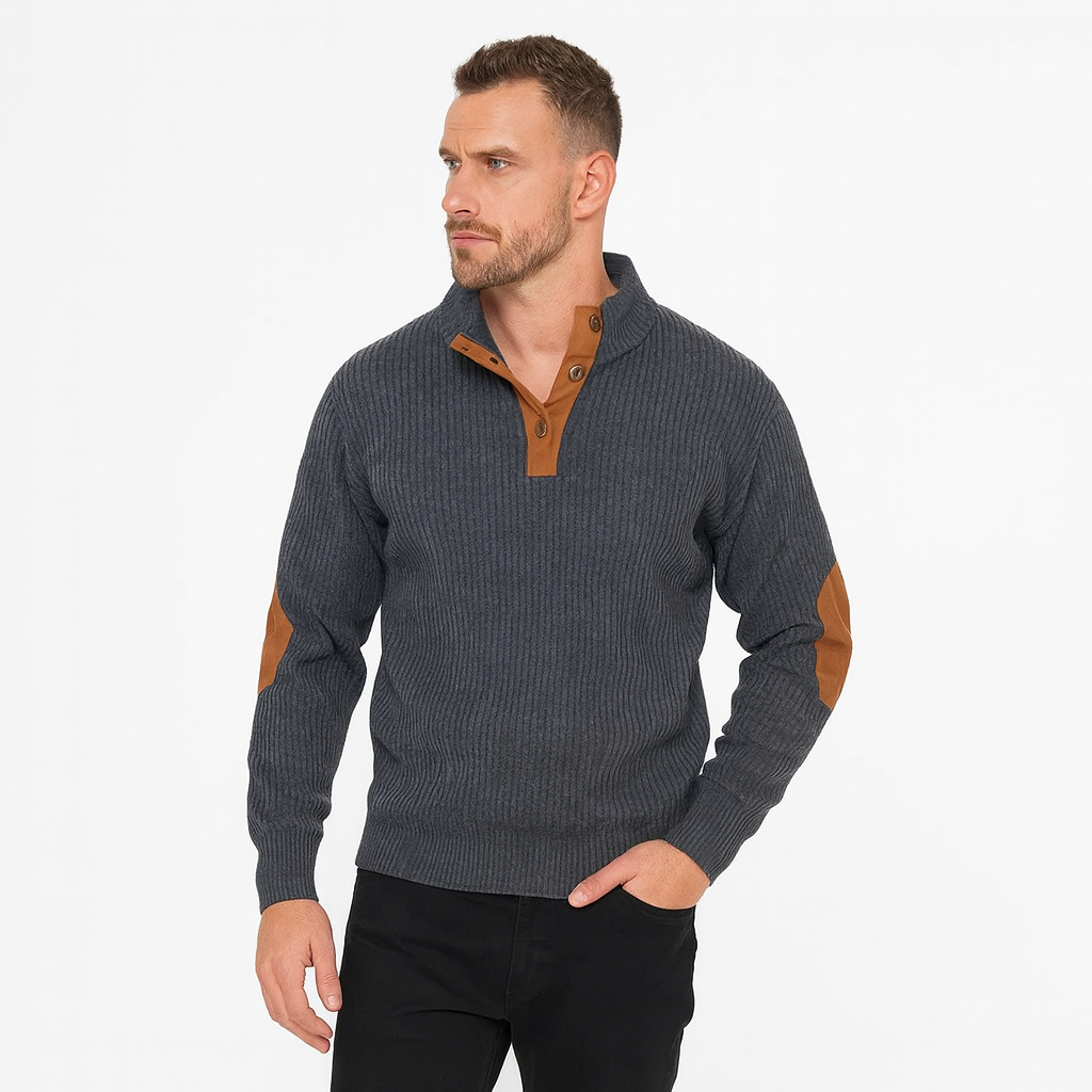 Heren Trui Gebreid Met Elleboogstukken