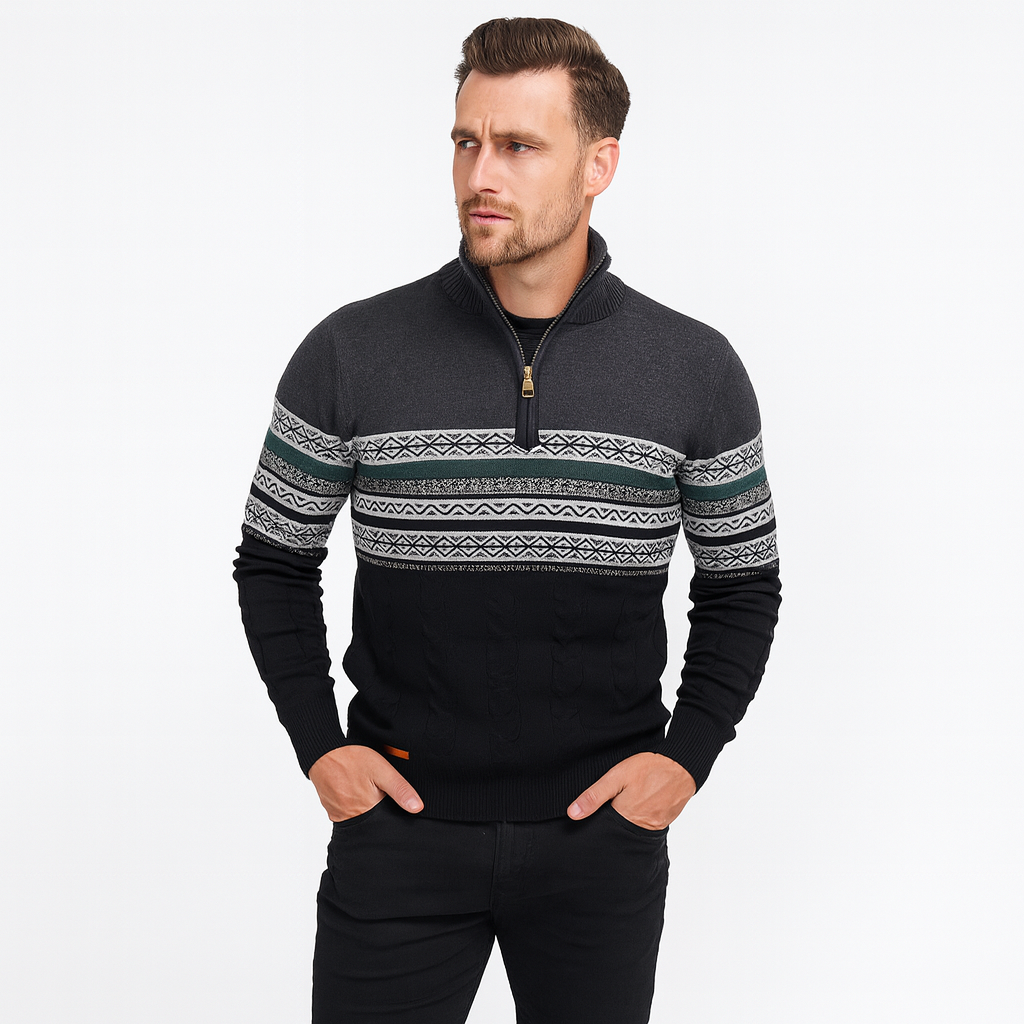 Heren Half Zip Gebreide Trui Opstaande Kraag