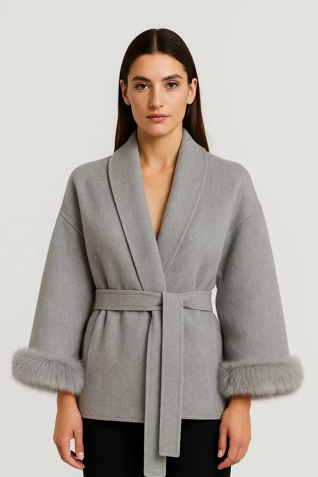 Damesjas met Ceintuur en Brede Kraag