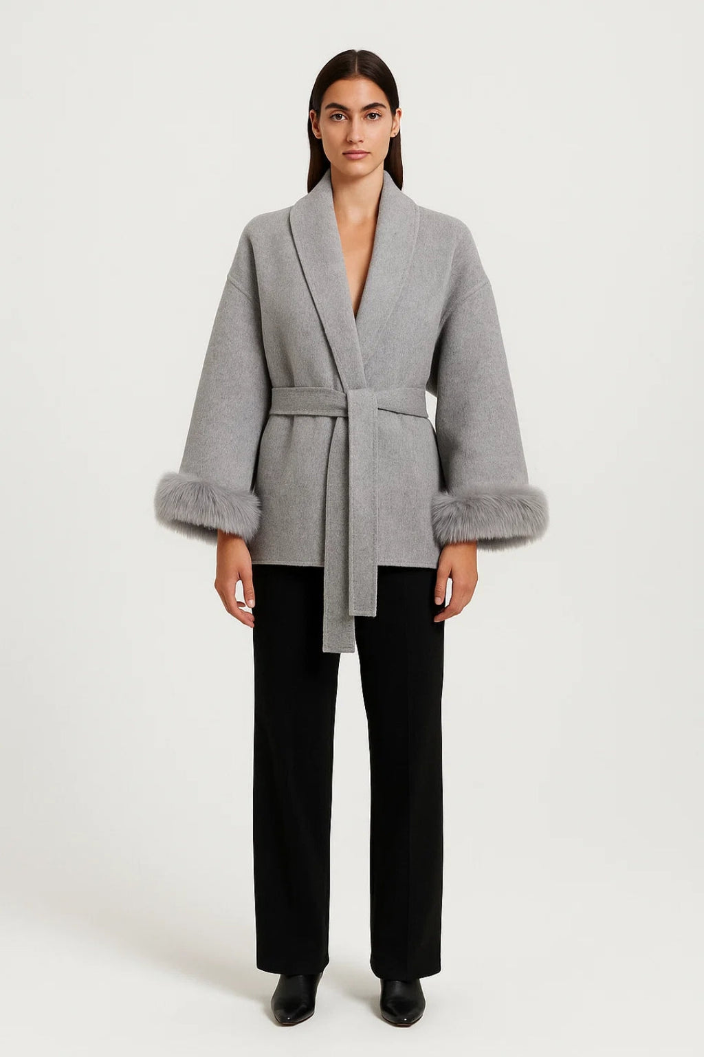 Damesjas met Ceintuur en Brede Kraag