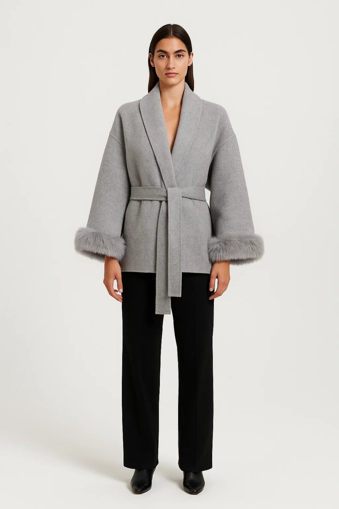 Damesjas met Ceintuur en Brede Kraag