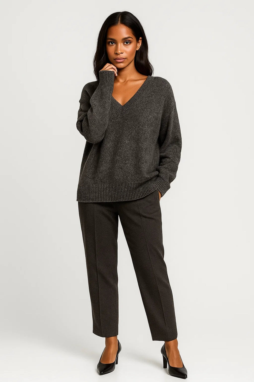 Gebreide Damestrui | V-Hals met Relaxte Pasvorm