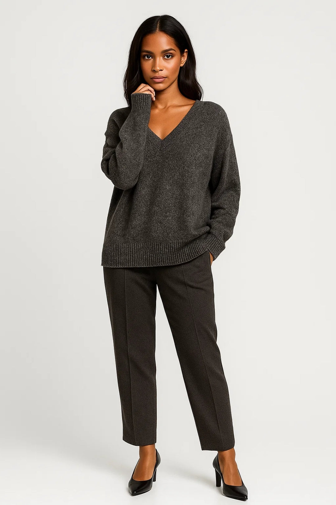 Gebreide Damestrui | V-Hals met Relaxte Pasvorm