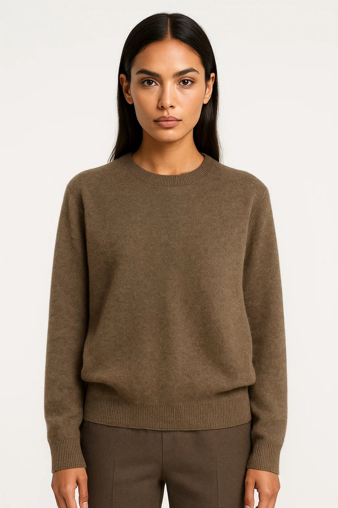 Gebreide Damestrui | Ronde Hals en Geribde Boorden