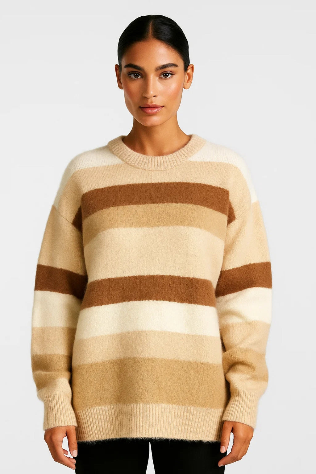 Gestreepte Damestrui | Losvallend Model met Ronde Hals
