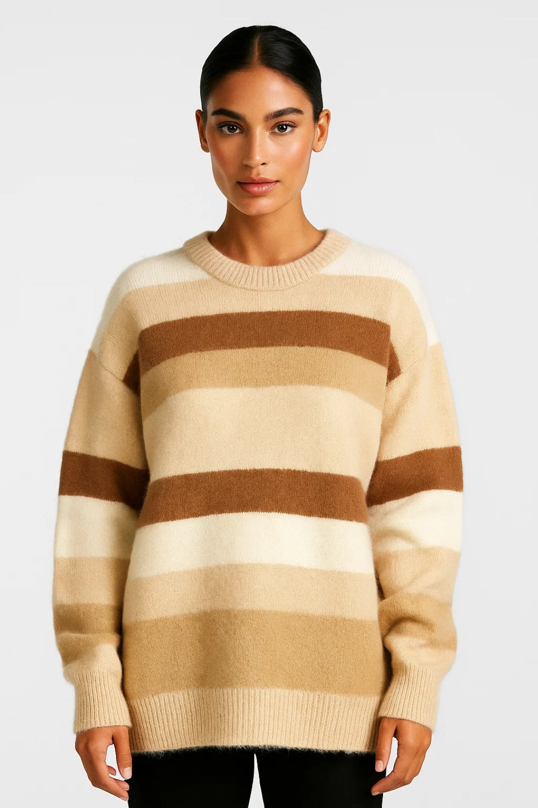Gestreepte Damestrui | Losvallend Model met Ronde Hals