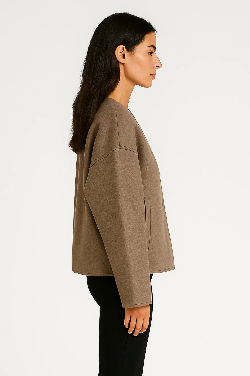 Damesjas met V-hals en Knoopsluiting